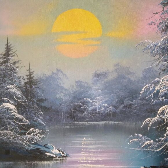 Beautiful Landscape Mountain Sunset Original Oil Painting By Artist K. Horden - Picture 4 of 12